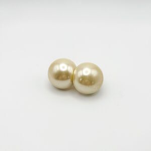 Vintage Les Bernard Large Chunky Faux Pearl Gold Tone Clip on Earrings 1"